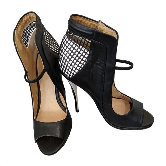 Gwen Stefani L.A.M.B. Skylar Peep Toe Stiletto Heels Netted Strap Size - Picture 4 of 6